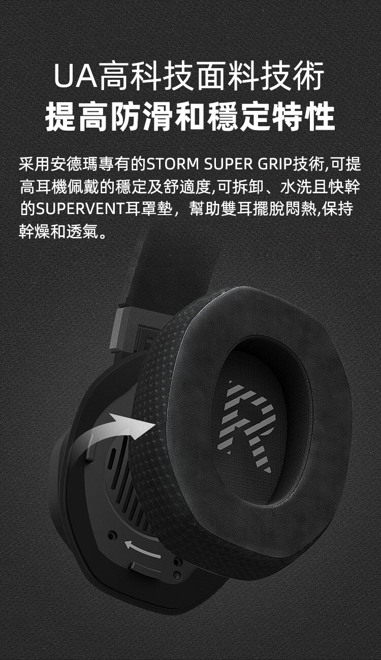 UA x JBL Project Rock 頭戴式降噪耳機 巨石強森聯名款 防水防汗 白色