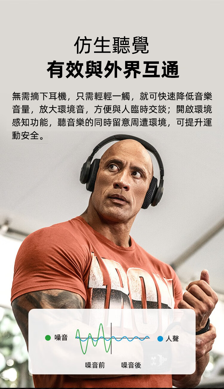 UA x JBL Project Rock 頭戴式降噪耳機 巨石強森聯名款 防水防汗 白色