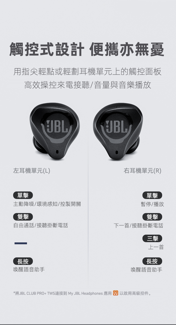 JBL CLUB PRO+TWS 無線藍芽運動耳機 主動降噪 防水防汗 黑色