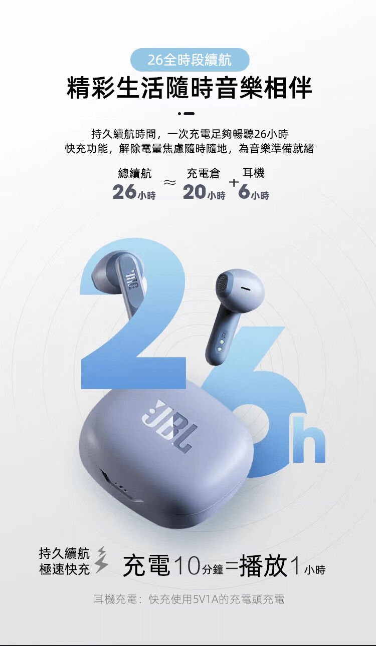 JBL Wave 300TWS真無線藍芽運動耳機 半入耳式 防水防汗 清晰通話