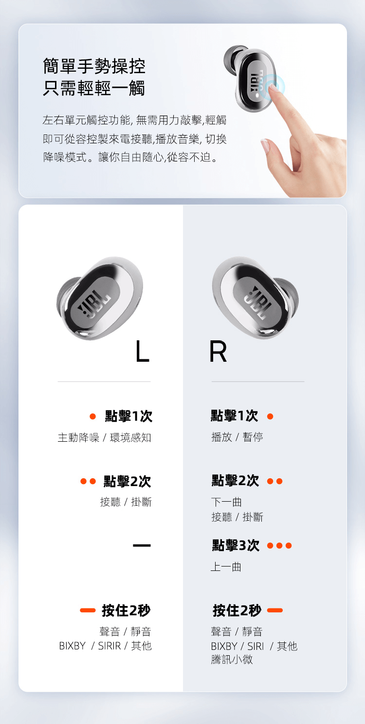 JBL Live Free2 靜噪豆無線藍芽耳機 主動降噪 設計簡約 輕巧便攜