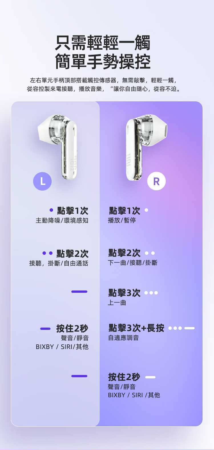JBL TUNE FLEX 小晶豆真無線藍芽耳機 半透明設計 主動降噪運動防汗
