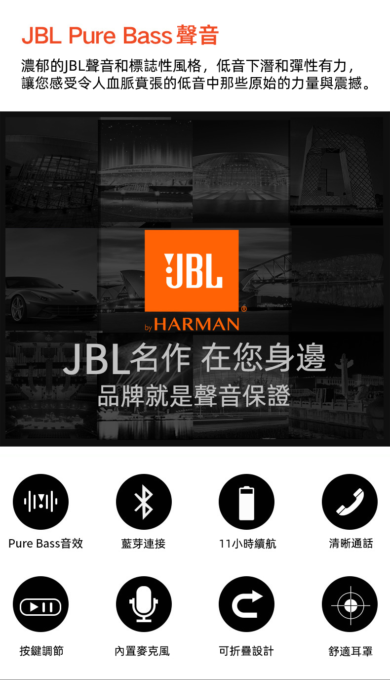 JBL T450BT無線頭戴式藍牙耳機 立體音樂 強勁低音 11小時續航播放